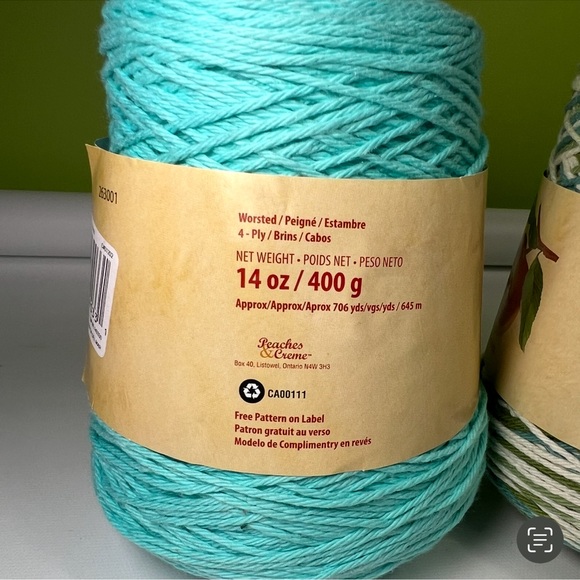 Peach and Crème yarn bundle cotton blue and green yarn - Picture 5 of 5
